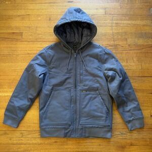 Brahma Men's Hooded Jacket Gray Canvas Workwear Coat Lined Size Medium Casual